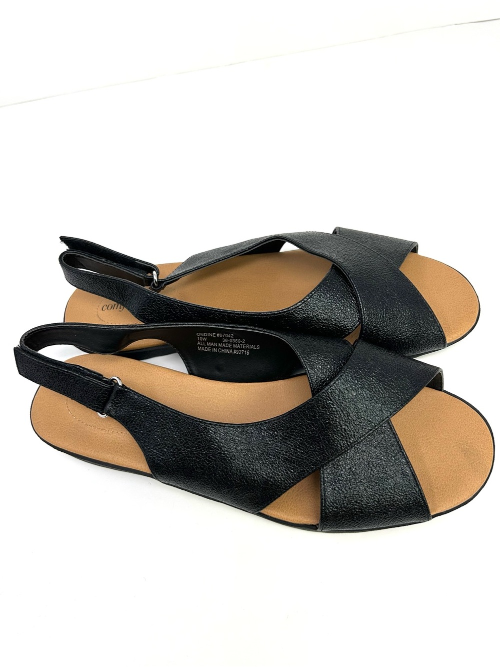 NEW Comfortview ondine Black Women's Cross-Band Slingback Sandals size 10W